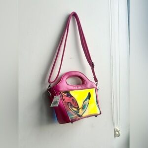 BNWT Small Pink Purse with holographic iridescent finish